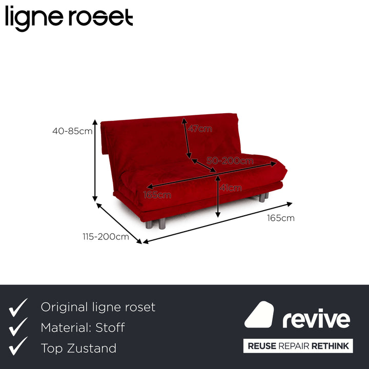 Ligne Roset Multy Fabric Sofa Red Three Seater Sofa Bed Settee Couch