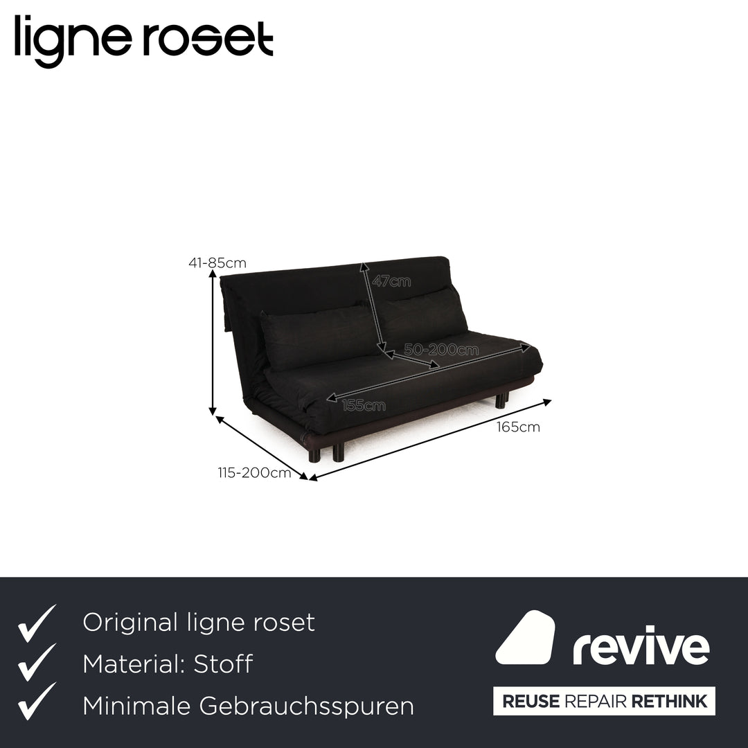 Ligne Roset Multy fabric sofa black three-seater couch function sleeping function