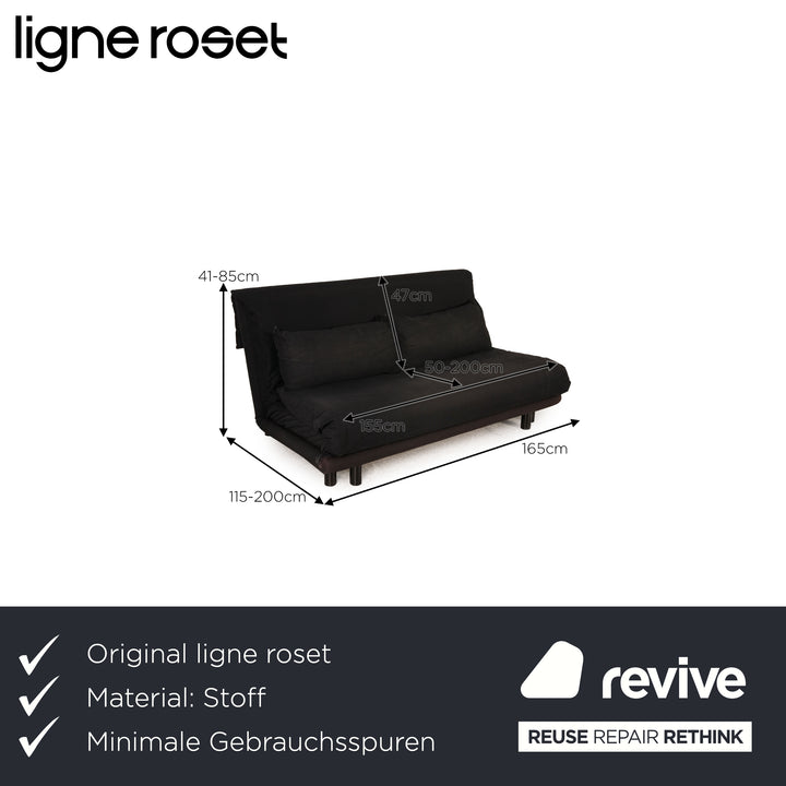Ligne Roset Multy fabric sofa black three-seater couch function sleeping function