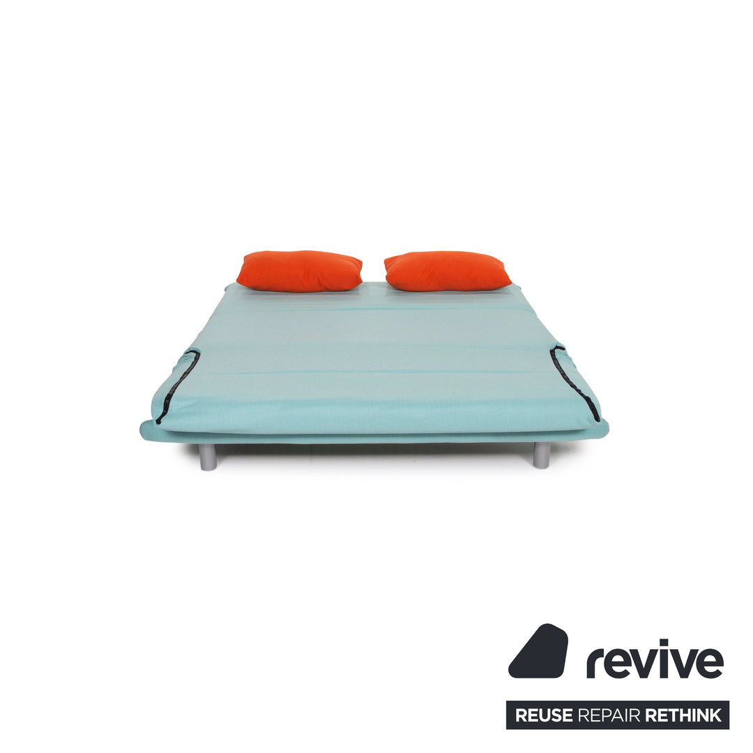 ligne roset Canapé Multy en tissu turquoise / bleu orange fonction couchage trois places