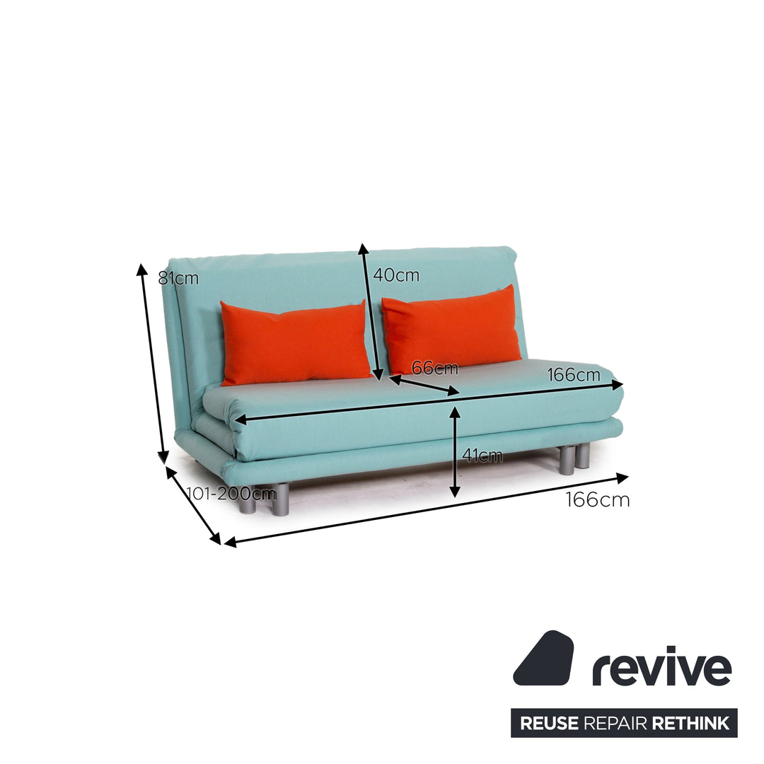 ligne roset Multy Stoff Sofa Türkis / Blau Orange Dreisitzer Schlaffunktion