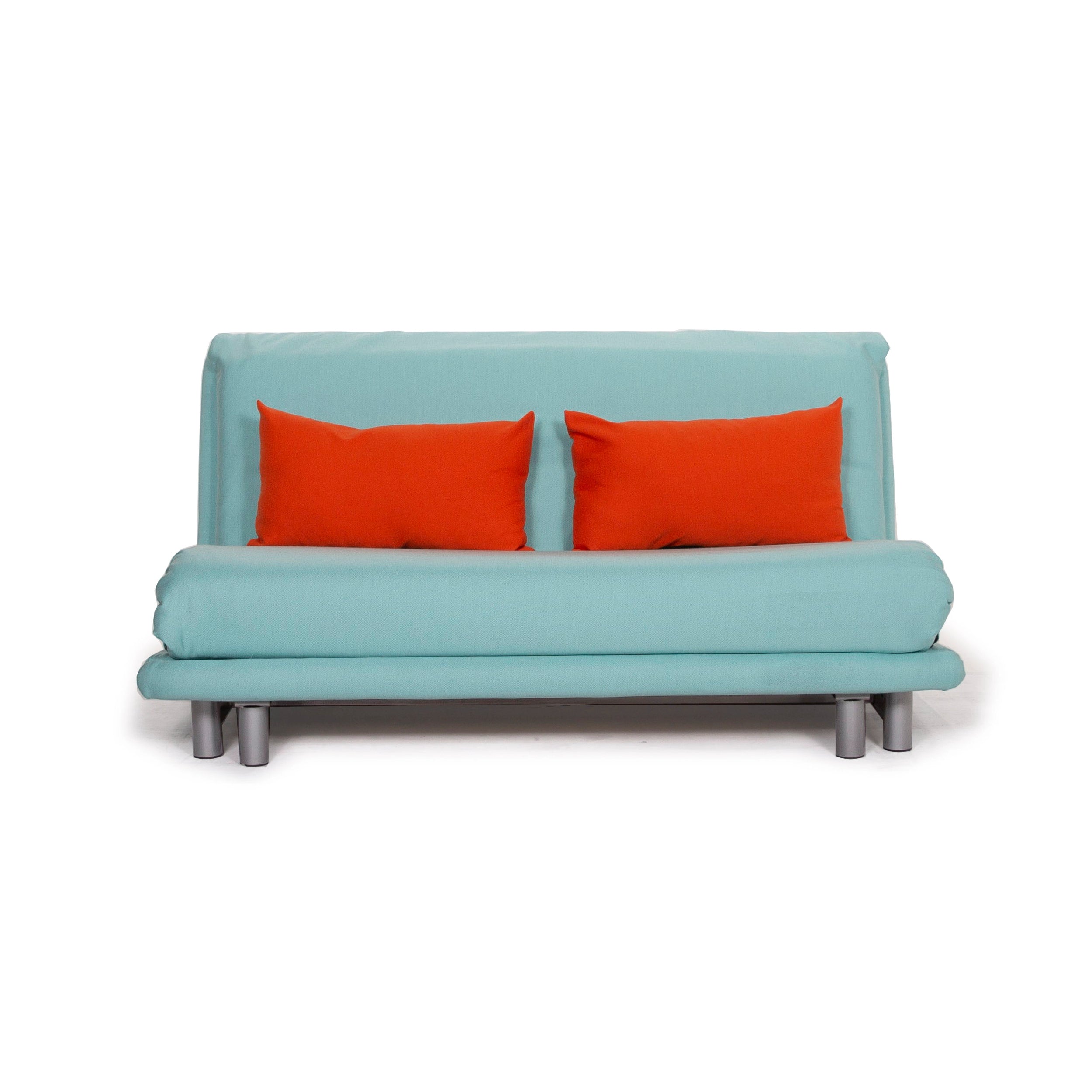 ligne roset Multy Stoff Sofa Türkis / Blau Orange Dreisitzer Schlaffunktion