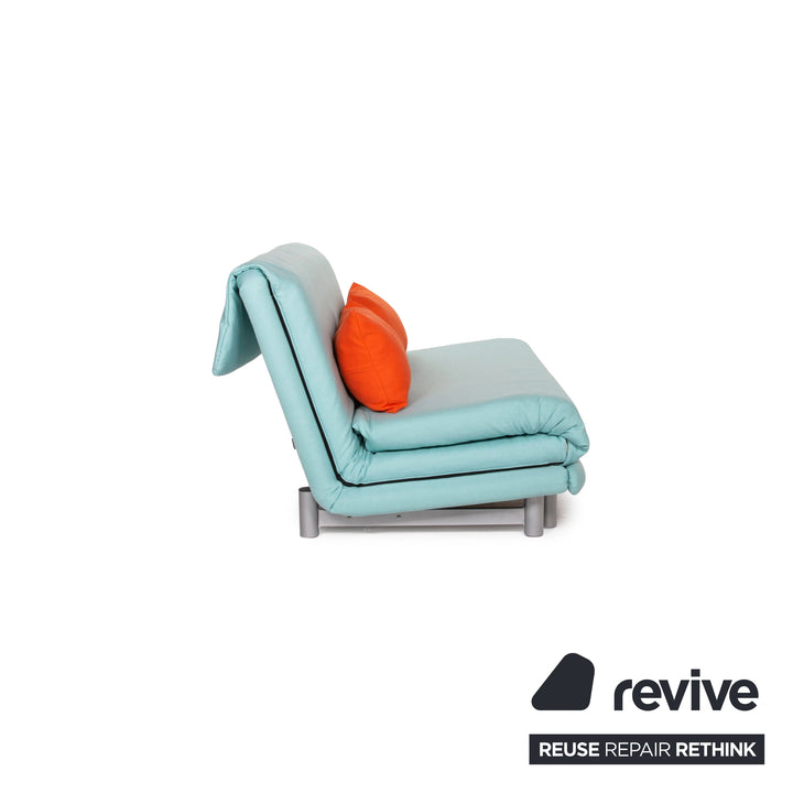 ligne roset Canapé Multy en tissu turquoise / bleu orange fonction couchage trois places