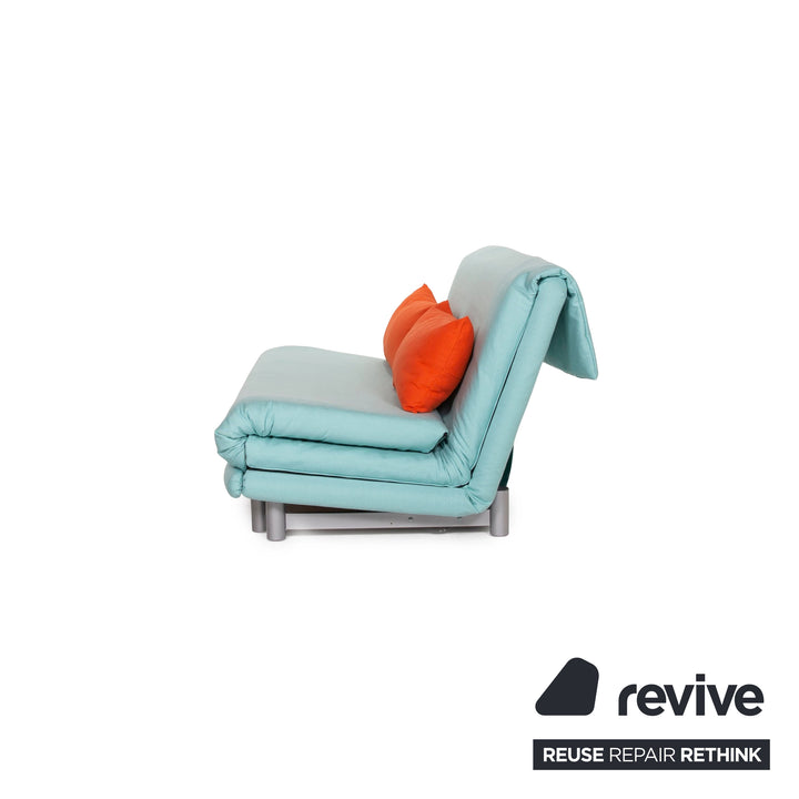 ligne roset Canapé Multy en tissu turquoise / bleu orange fonction couchage trois places