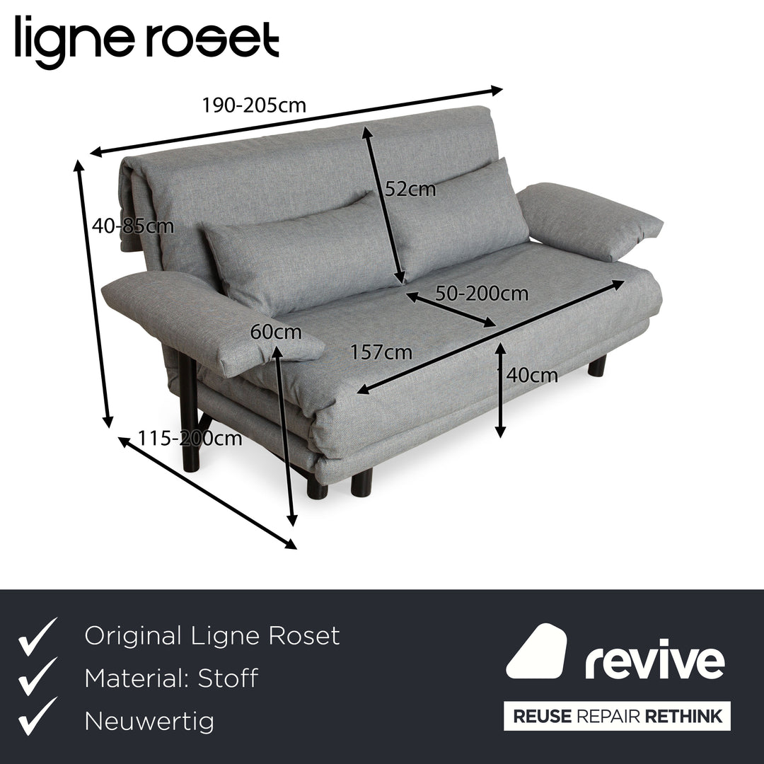 ligne roset Multy Stoff (VERANO 681) Dreisitzer Sofa Grau Blaugrau manuelle Funktion Schlaffunktion Sofa Couch inkl. Armlehnen und Kissen