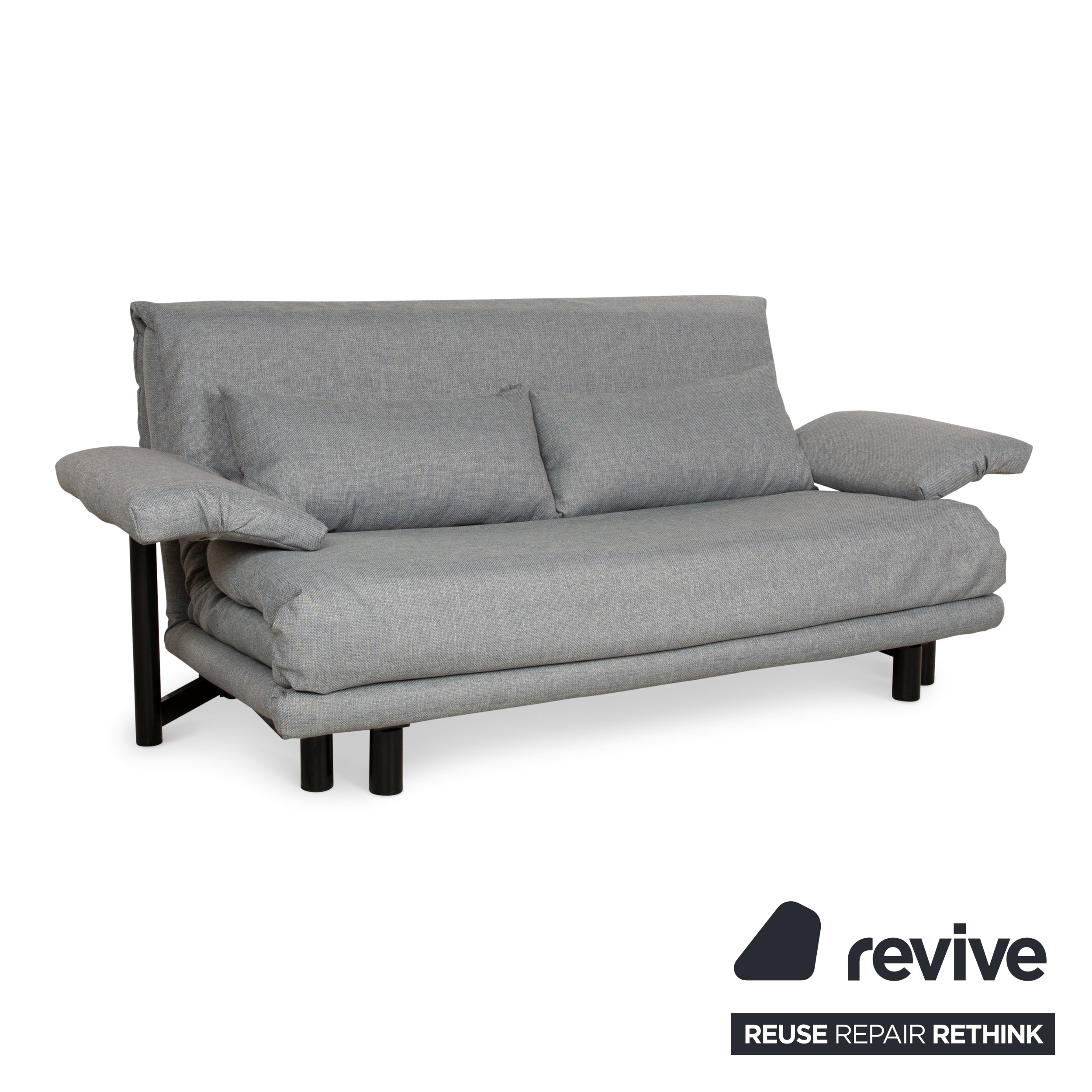 ligne roset Tissu Multy (VERANO 681) 3 places bleu bleu gris fonction manuelle fonction sommeil canapé avec accoudoirs et coussins