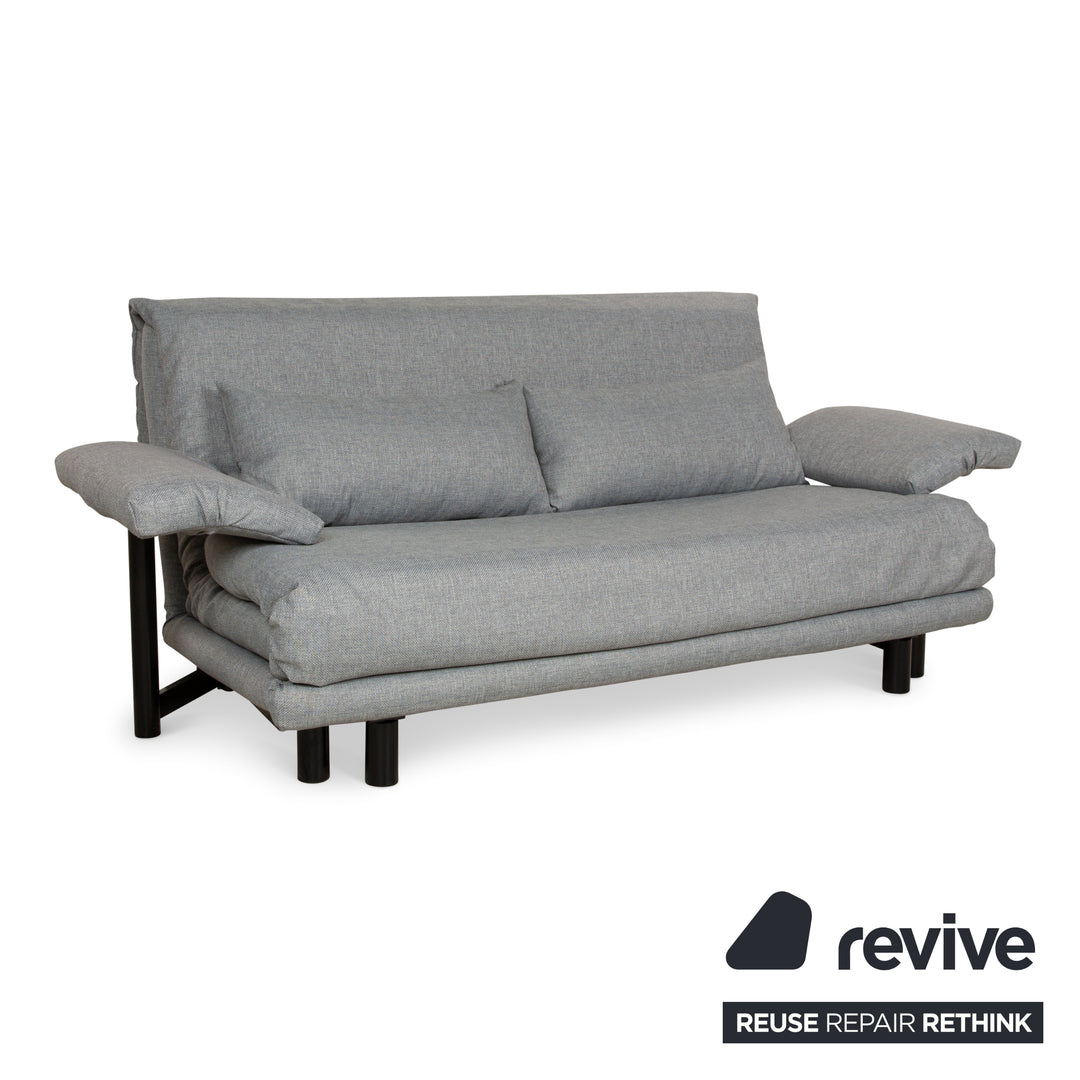 ligne roset Multy Stoff (VERANO 681) Dreisitzer Sofa Grau Blaugrau manuelle Funktion Schlaffunktion Sofa Couch inkl. Armlehnen und Kissen