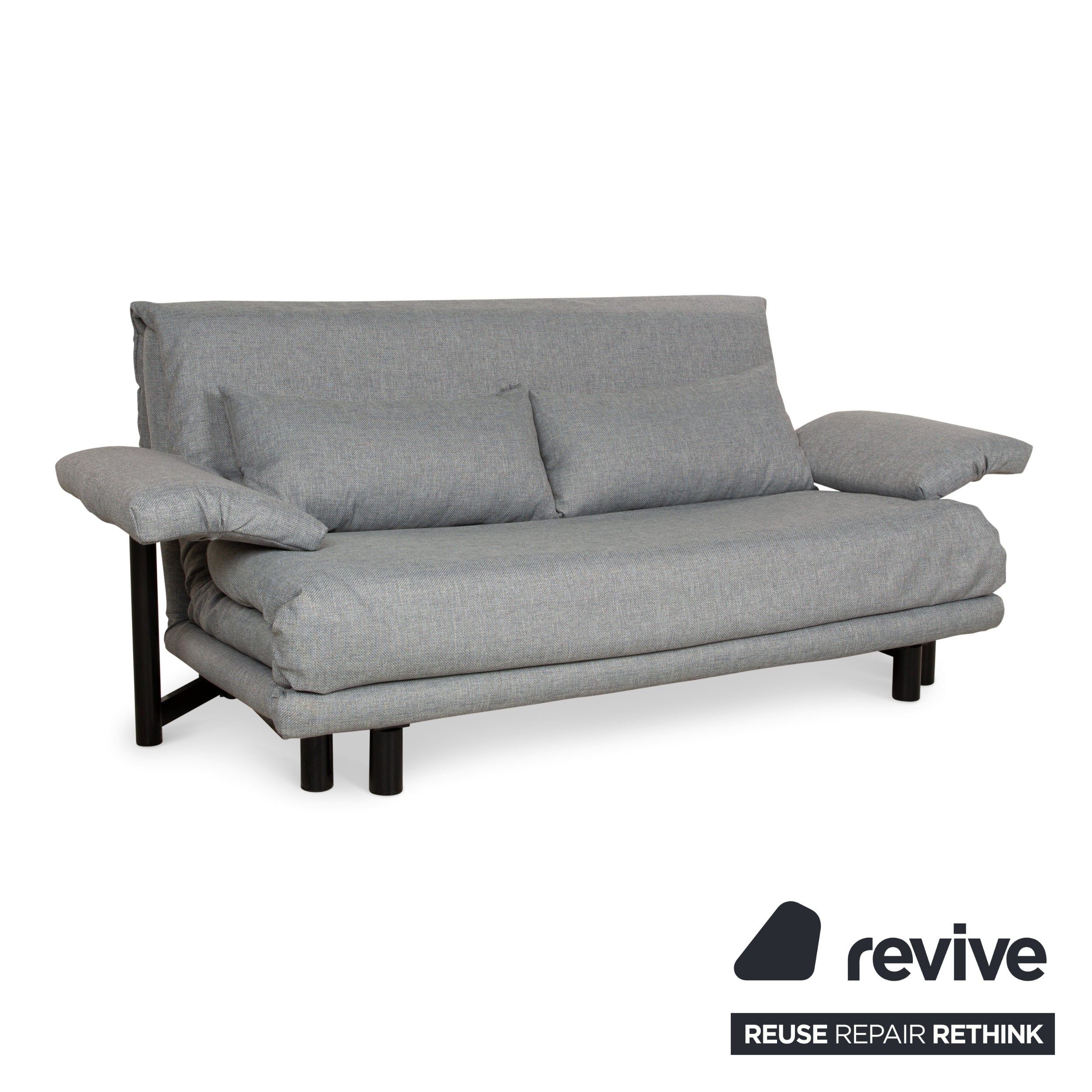 ligne roset Canapé 3 places en tissu Multy (VERANO 681) gris bleu gris fonction manuelle fonction sommeil canapé accoudoirs et coussins incl.