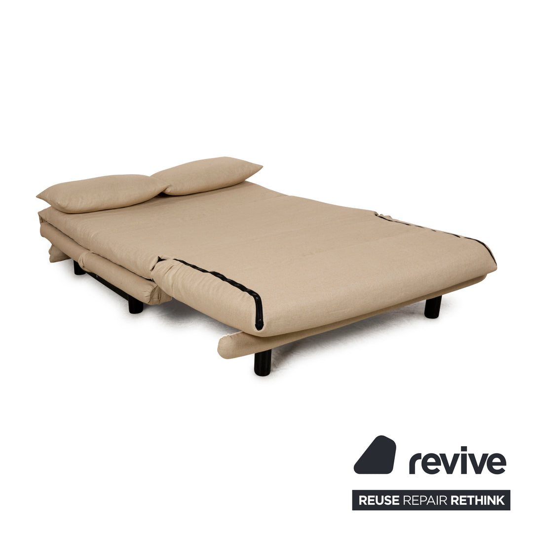 Canapé-lit 2 places en tissu Ligne Roset Multy Beige à fonction manuelle, housse neuve