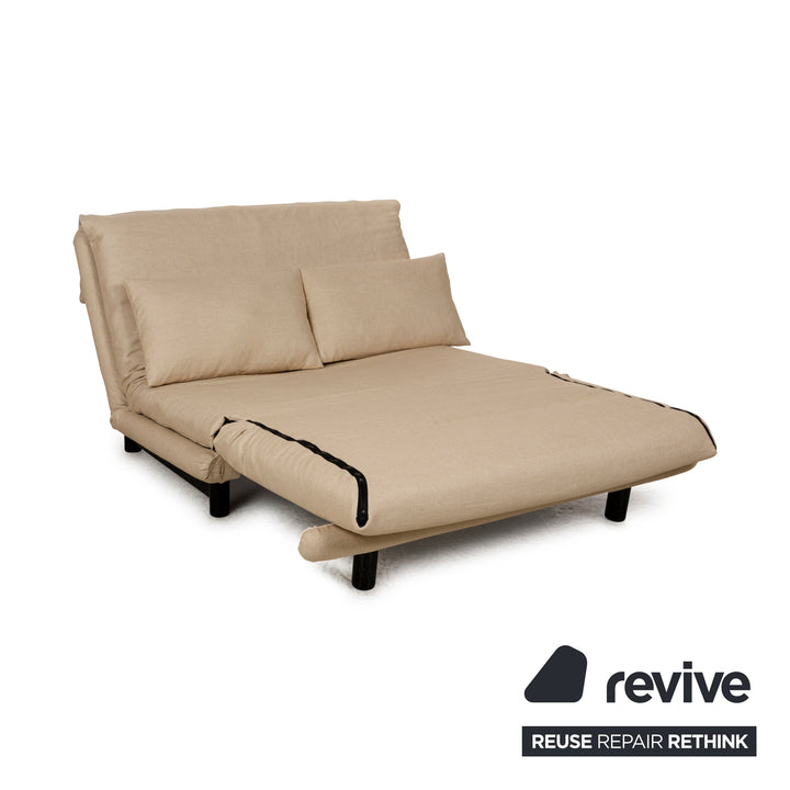 Canapé-lit 2 places en tissu Ligne Roset Multy Beige à fonction manuelle, housse neuve