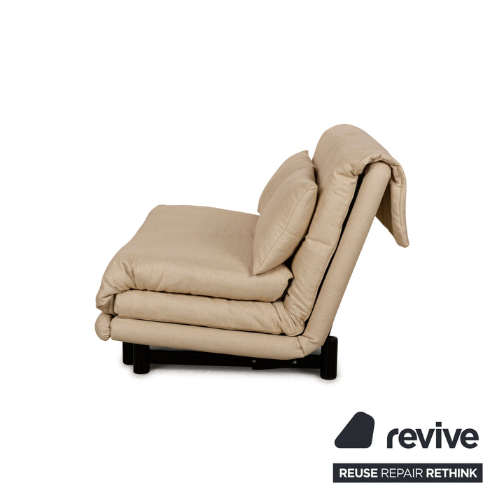 Canapé-lit 2 places en tissu Ligne Roset Multy Beige à fonction manuelle, housse neuve