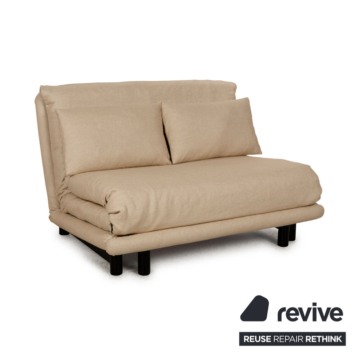 Canapé-lit 2 places en tissu Ligne Roset Multy Beige à fonction manuelle, housse neuve