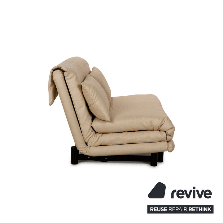 Canapé-lit 2 places en tissu Ligne Roset Multy Beige à fonction manuelle, housse neuve
