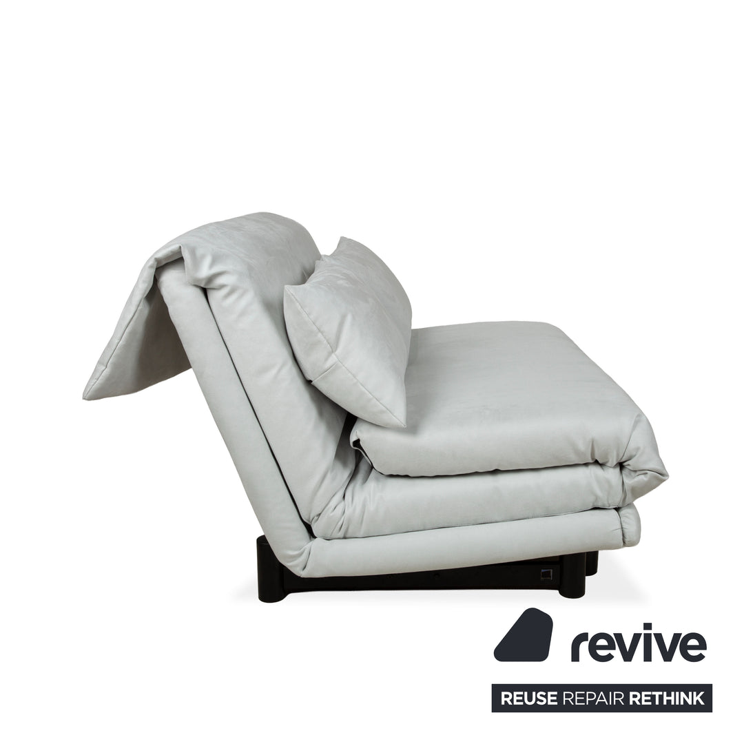 Ligne Roset Multy stoffen tweezitsbank blauwgrijs handmatige functie bank bank slaapbank lichtblauw ijsblauw