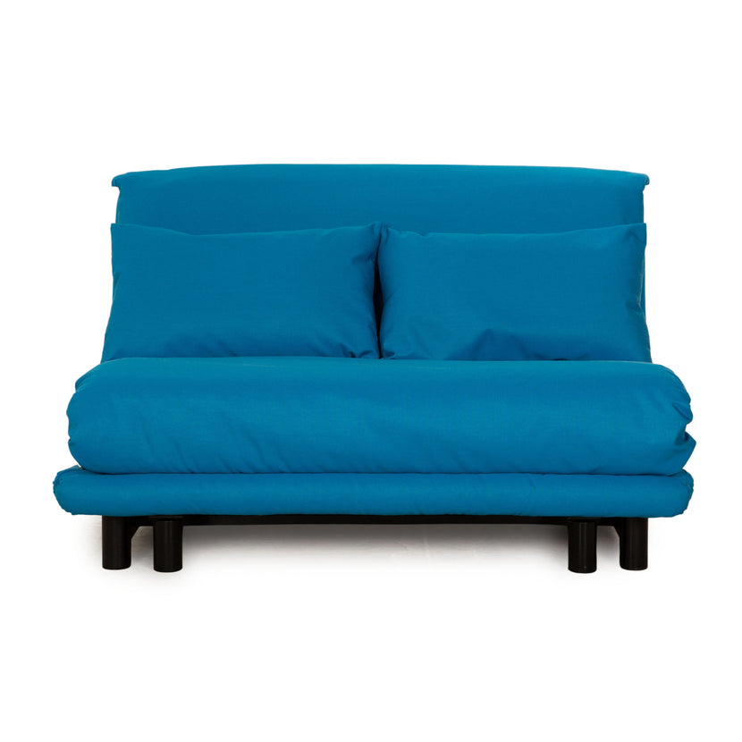 Ligne roset Canapé convertible 2 places en tissu Multy bleu sellerie neuve