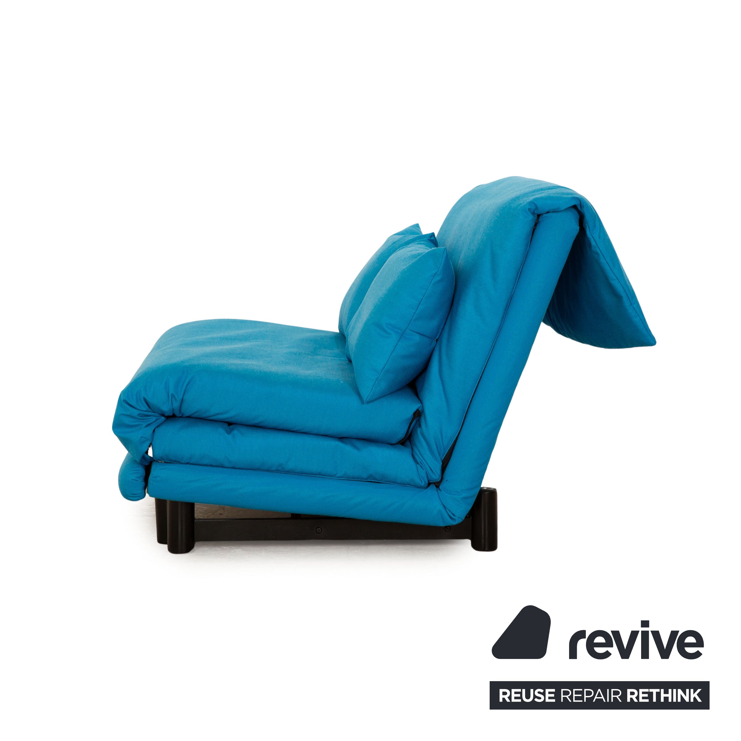Ligne roset Canapé convertible 2 places en tissu Multy bleu sellerie neuve