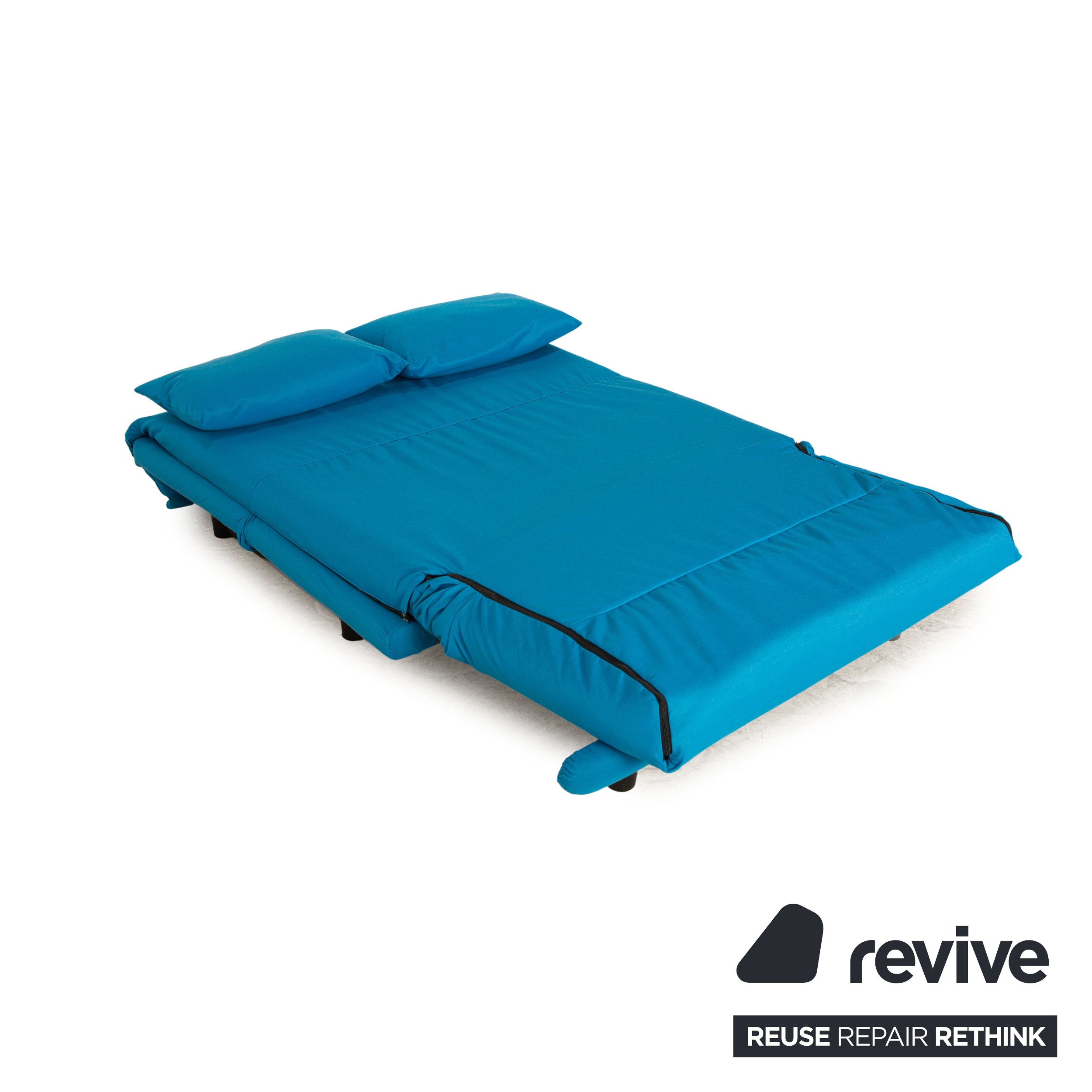 Ligne roset Canapé convertible 2 places en tissu Multy bleu sellerie neuve