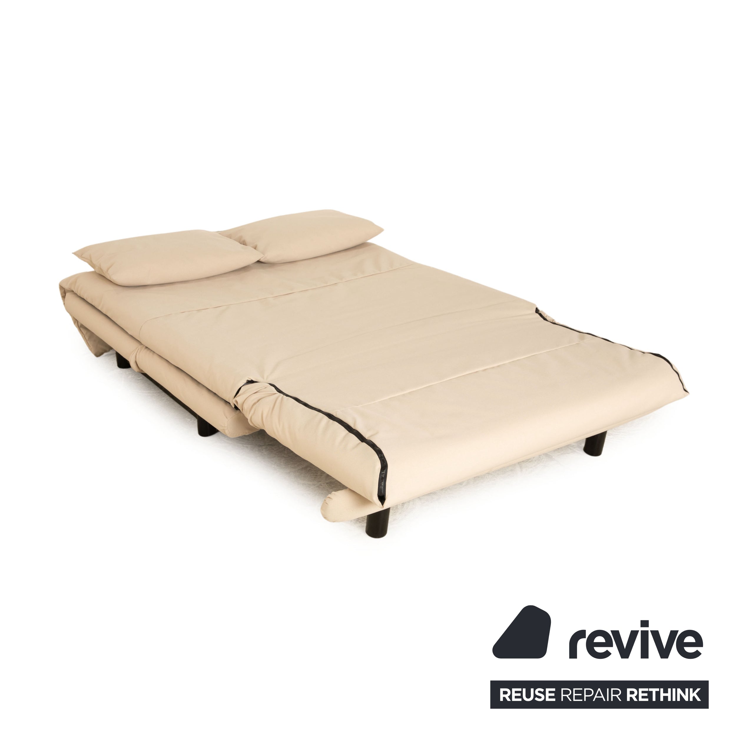 Ligne Roset Canapé-lit 2 places en tissu Multy beige crème retapissé