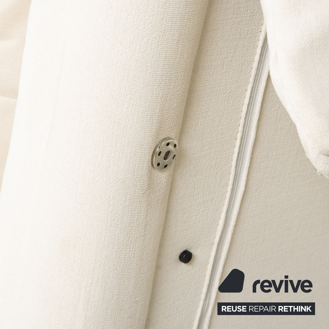 Ligne Roset Multy fabric two-seater in cream with sleeping function, reupholstered in MALOU 106