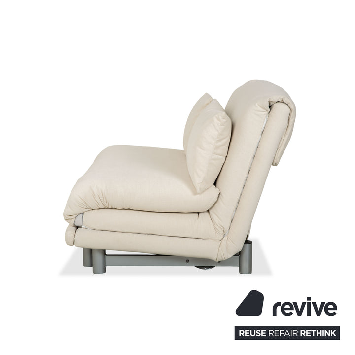 Ligne Roset Multy fabric two-seater in cream with sleeping function, reupholstered in MALOU 106