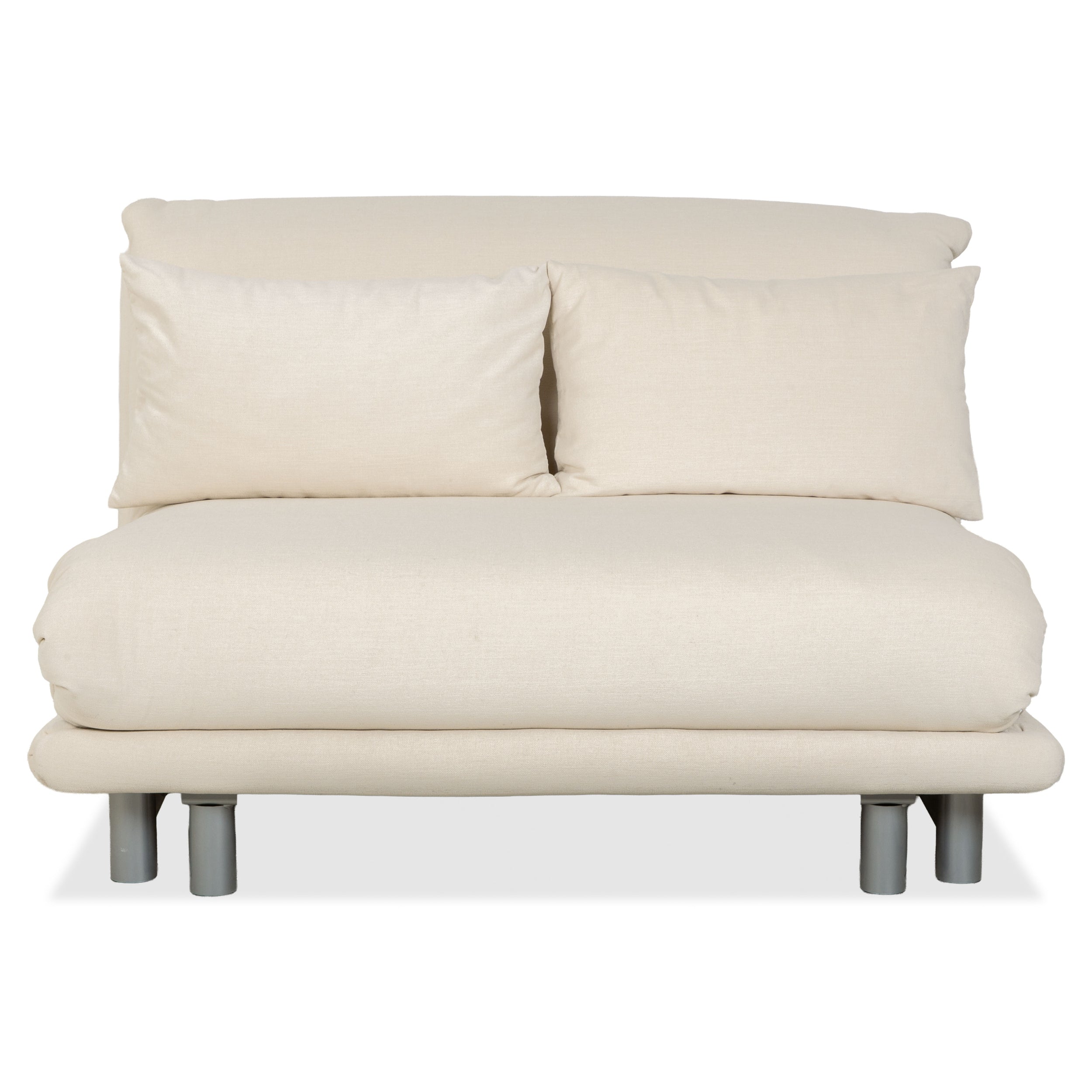 Ligne Roset Multy Zweisitzer Stoff Weiß Creme Beige Silber manuelle Schlaffunktion Schlafsofa Couch Neubezug