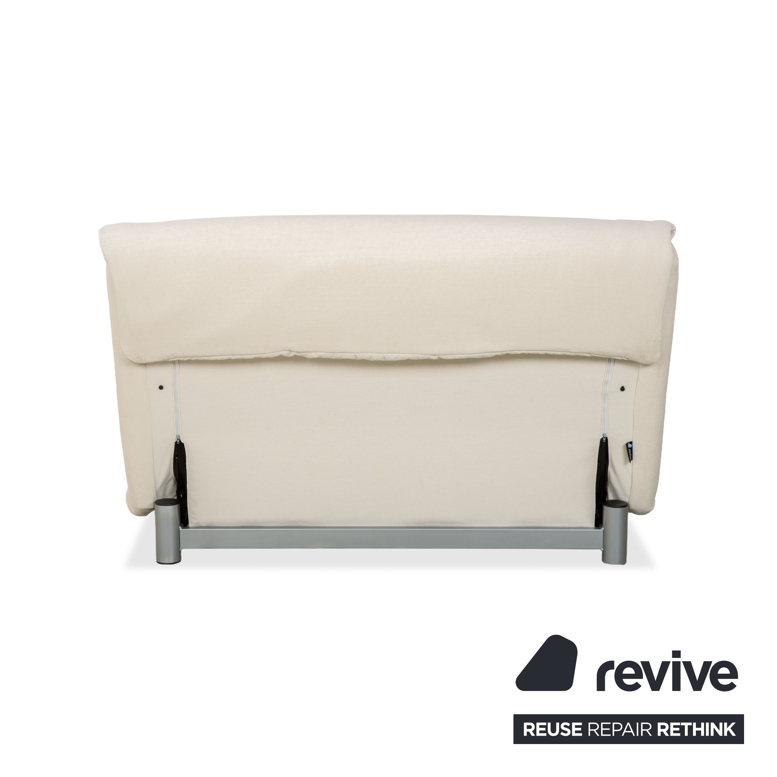 Ligne Roset Multy Zweisitzer Stoff Weiß Creme Beige Silber manuelle Schlaffunktion Schlafsofa Couch Neubezug