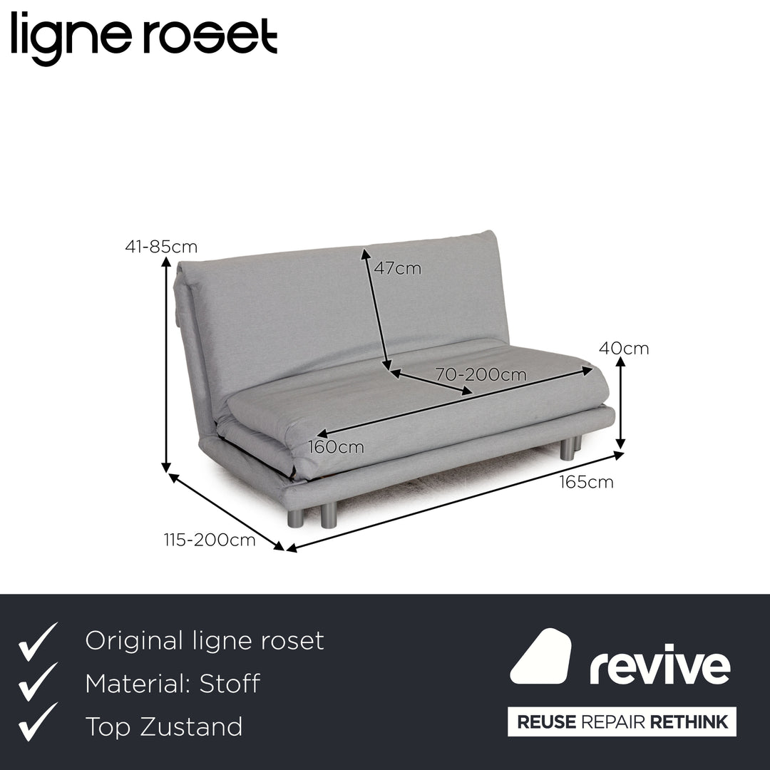 Ligne roset Canapé 3 places en tissu Multy bleu glace gris clair fonction couchage nouvelle housse