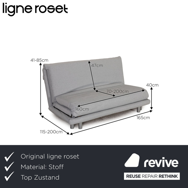 Ligne roset Canapé 3 places en tissu Multy bleu glace gris clair fonction couchage nouvelle housse