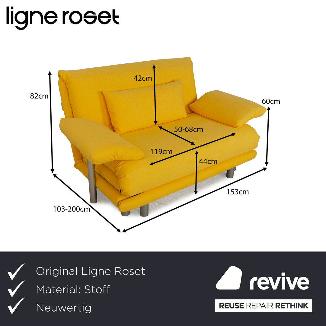 Ligne Roset Multy Stoff Zweisitzer Gelb inkl. Armlehnen manuelle Funktion Schlafsofa Couch Neubezug