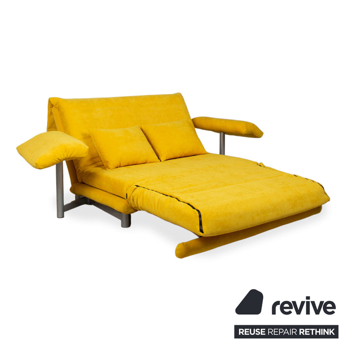 Ligne Roset Multy Stoff Zweisitzer Gelb Senf manuelle Schlaffunktion Gestell Silber Sofa Couch Schlaffunktion BINGO 546 Neuwertig
