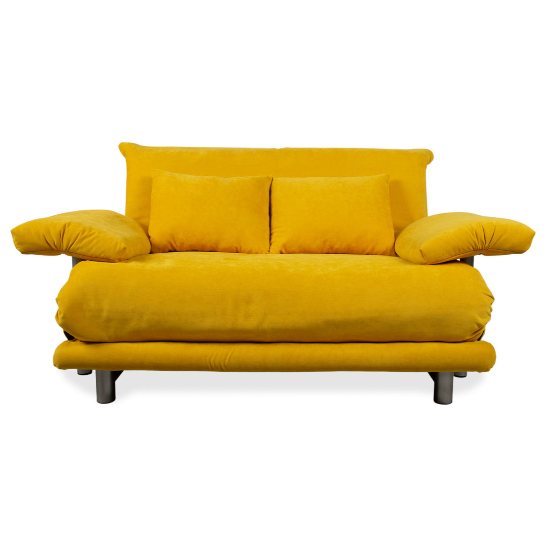 Ligne Roset Multy Stoff Zweisitzer Gelb Senf manuelle Schlaffunktion Gestell Silber Sofa Couch Schlaffunktion BINGO 546 Neuwertig