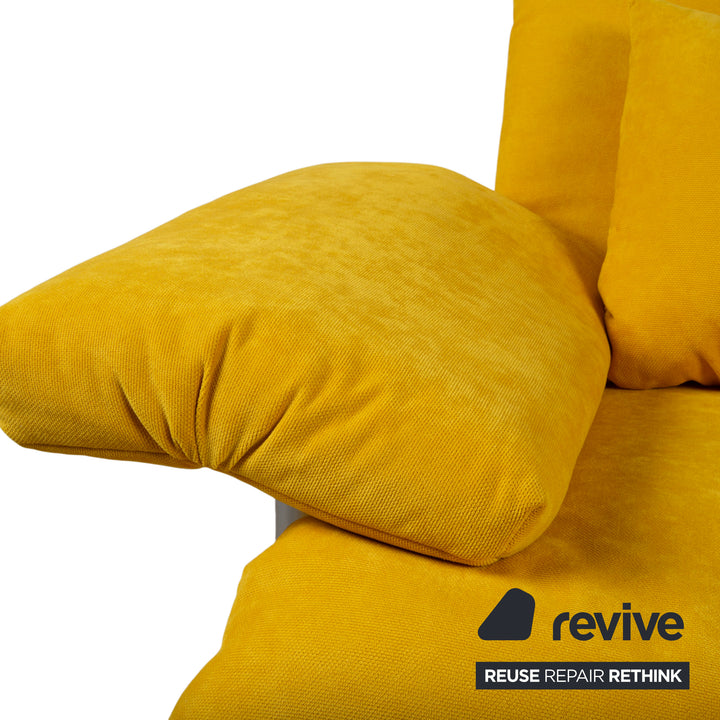 Ligne Roset Multy Tissu Canapé Deux Places Jaune Moutarde fonction couchage manuelle Châssis Argent Canapé Lit fonction couchage BINGO 546 Comme Neuf
