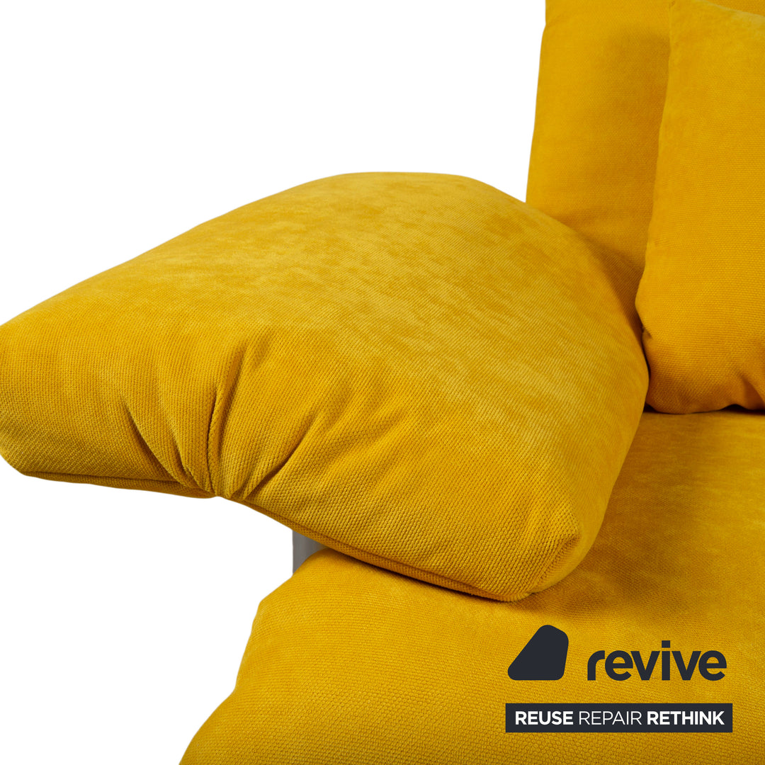 Ligne Roset Multy Stoff Zweisitzer Gelb Senf manuelle Schlaffunktion Gestell Silber Sofa Couch Schlaffunktion BINGO 546 Neuwertig