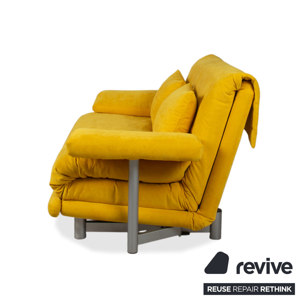 Ligne Roset Multy Stoff Zweisitzer Gelb Senf manuelle Schlaffunktion Gestell Silber Sofa Couch Schlaffunktion BINGO 546 Neuwertig