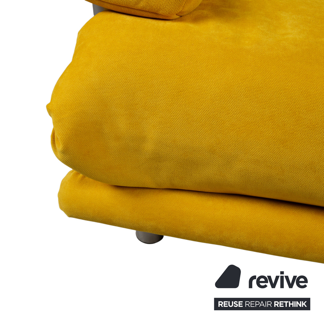 Ligne Roset Multy Stoff Zweisitzer Gelb Senf manuelle Schlaffunktion Gestell Silber Sofa Couch Schlaffunktion BINGO 546 Neuwertig