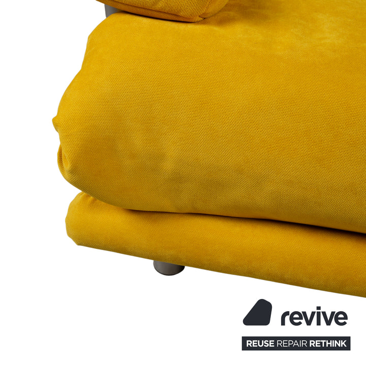 Ligne Roset Multy Stoff Zweisitzer Gelb Senf manuelle Schlaffunktion Gestell Silber Sofa Couch Schlaffunktion BINGO 546 Neuwertig