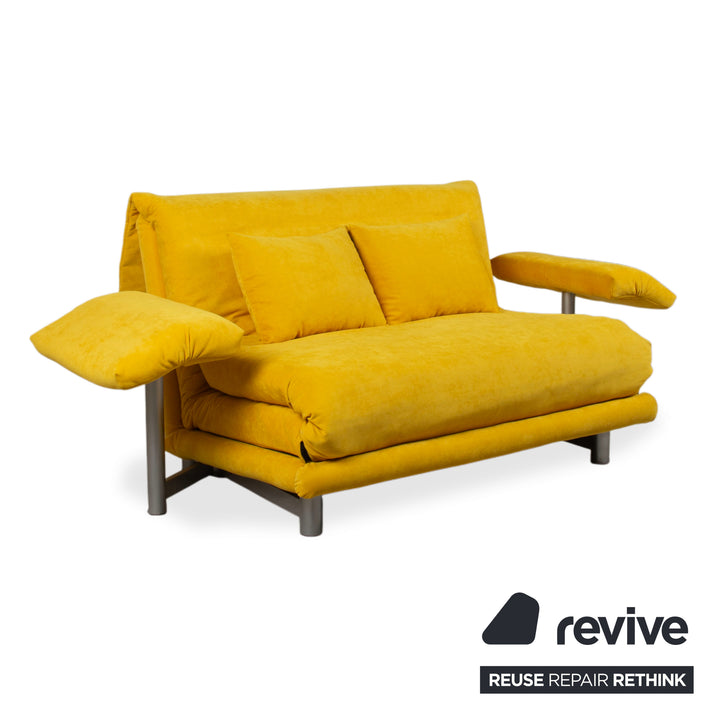 Ligne Roset Multy Stoff Zweisitzer Gelb Senf manuelle Schlaffunktion Gestell Silber Sofa Couch Schlaffunktion BINGO 546 Neuwertig