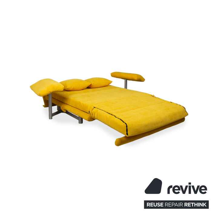 Ligne Roset Multy Stoff Zweisitzer Gelb Senf manuelle Schlaffunktion Gestell Silber Sofa Couch Schlaffunktion BINGO 546 Neuwertig