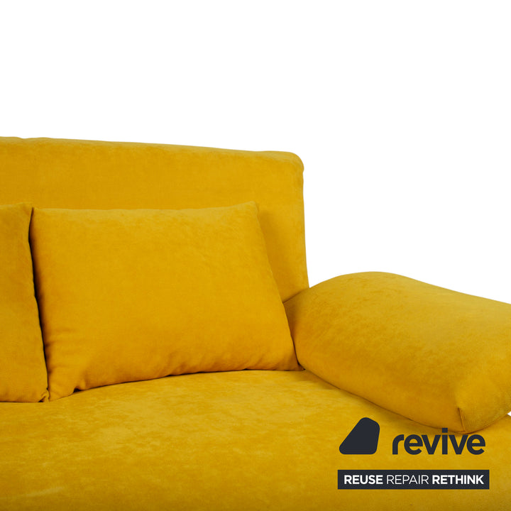 Ligne Roset Multy Stoff Zweisitzer Gelb Senf manuelle Schlaffunktion Gestell Silber Sofa Couch Schlaffunktion BINGO 546 Neuwertig
