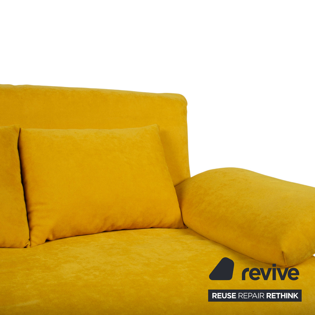 Ligne Roset Multy Tissu Canapé Deux Places Jaune Moutarde fonction couchage manuelle Châssis Argent Canapé Lit fonction couchage BINGO 546 Comme Neuf