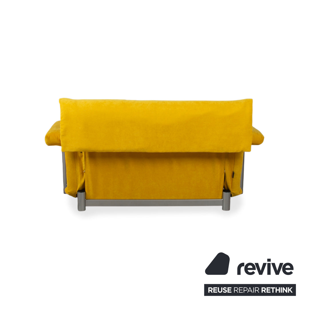 Ligne Roset Multy Stoff Zweisitzer Gelb Senf manuelle Schlaffunktion Gestell Silber Sofa Couch Schlaffunktion BINGO 546 Neuwertig