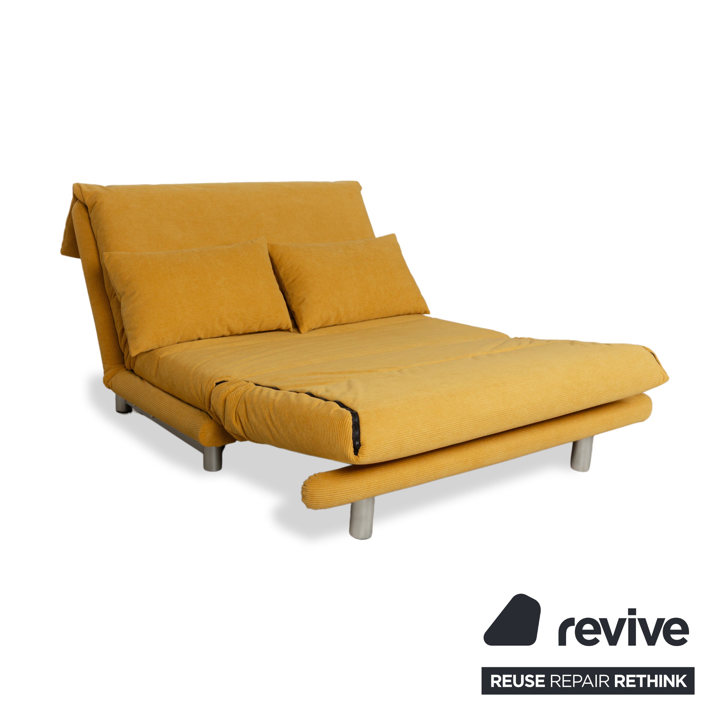 Canapé-lit deux places en tissu jaune Ligne Roset Multy, rembourrage