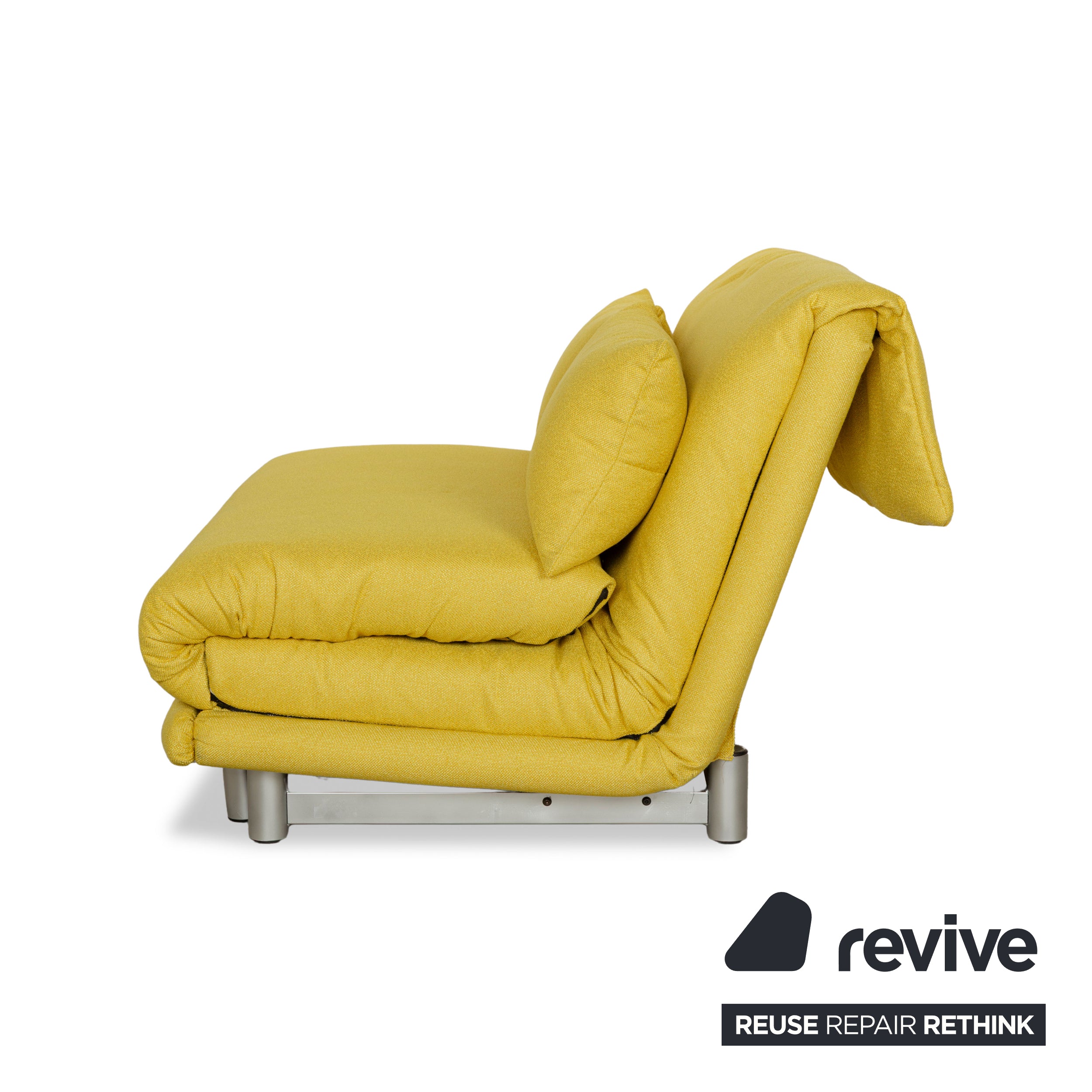 Ligne Roset Multy Zweisitzer Stoff Boucle Gelb Silber manuelle Schlaffunktion Schlafsofa Couch Neubezug