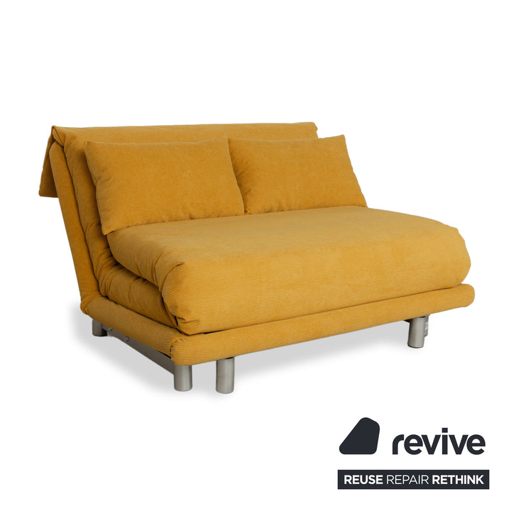 Ligne Roset Multy Fabric Two-Seater Yellow Sofa Bed Couch Reupholstery
