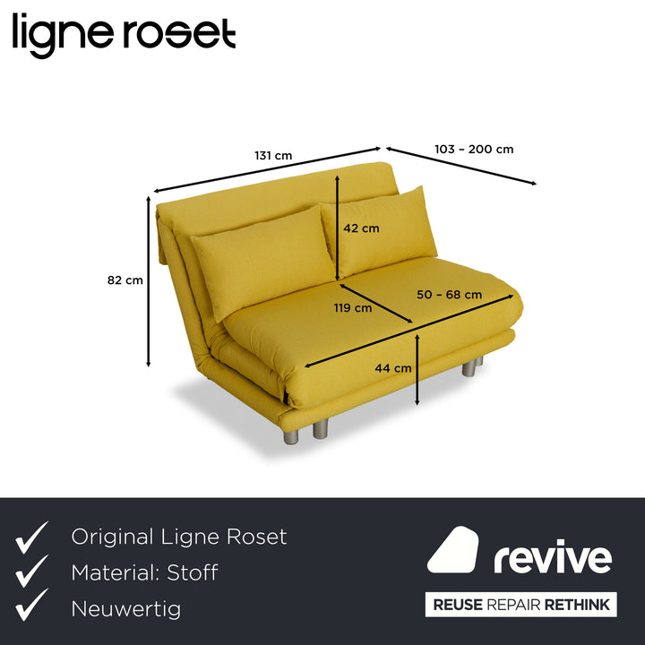 Ligne Roset Multy Fabric Two-Seater Yellow Sofa Bed Couch Reupholstery
