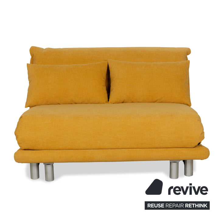 Ligne Roset Multy Fabric Two-Seater Yellow Sofa Bed Couch Reupholstery