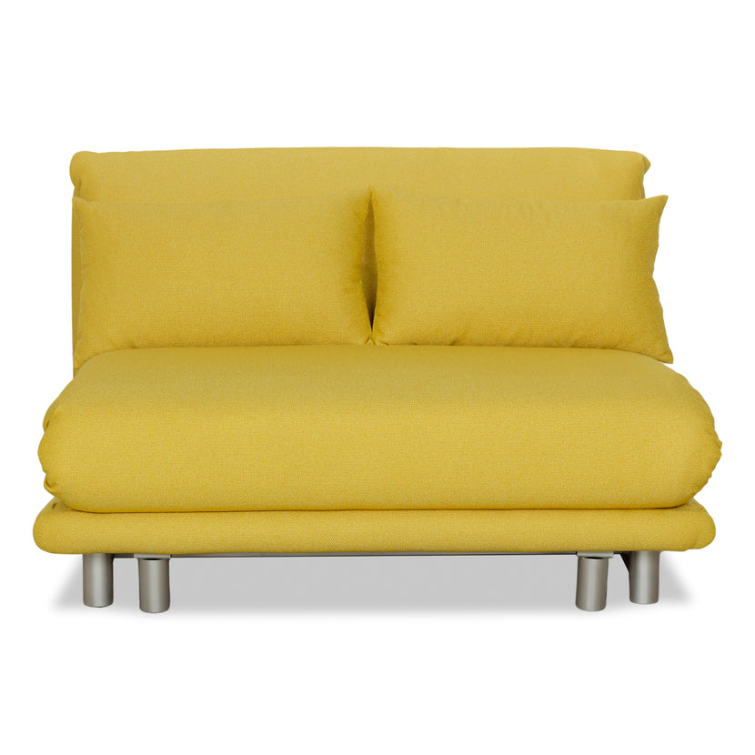 Ligne Roset Multy Zweisitzer Stoff Boucle Gelb Silber manuelle Schlaffunktion Schlafsofa Couch Neubezug