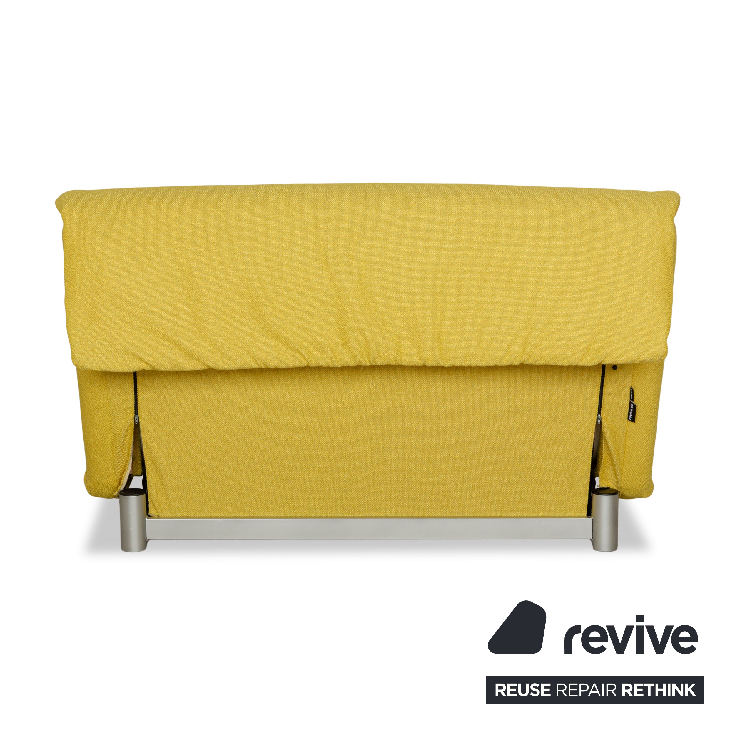 Ligne Roset Multy Zweisitzer Stoff Boucle Gelb Silber manuelle Schlaffunktion Schlafsofa Couch Neubezug