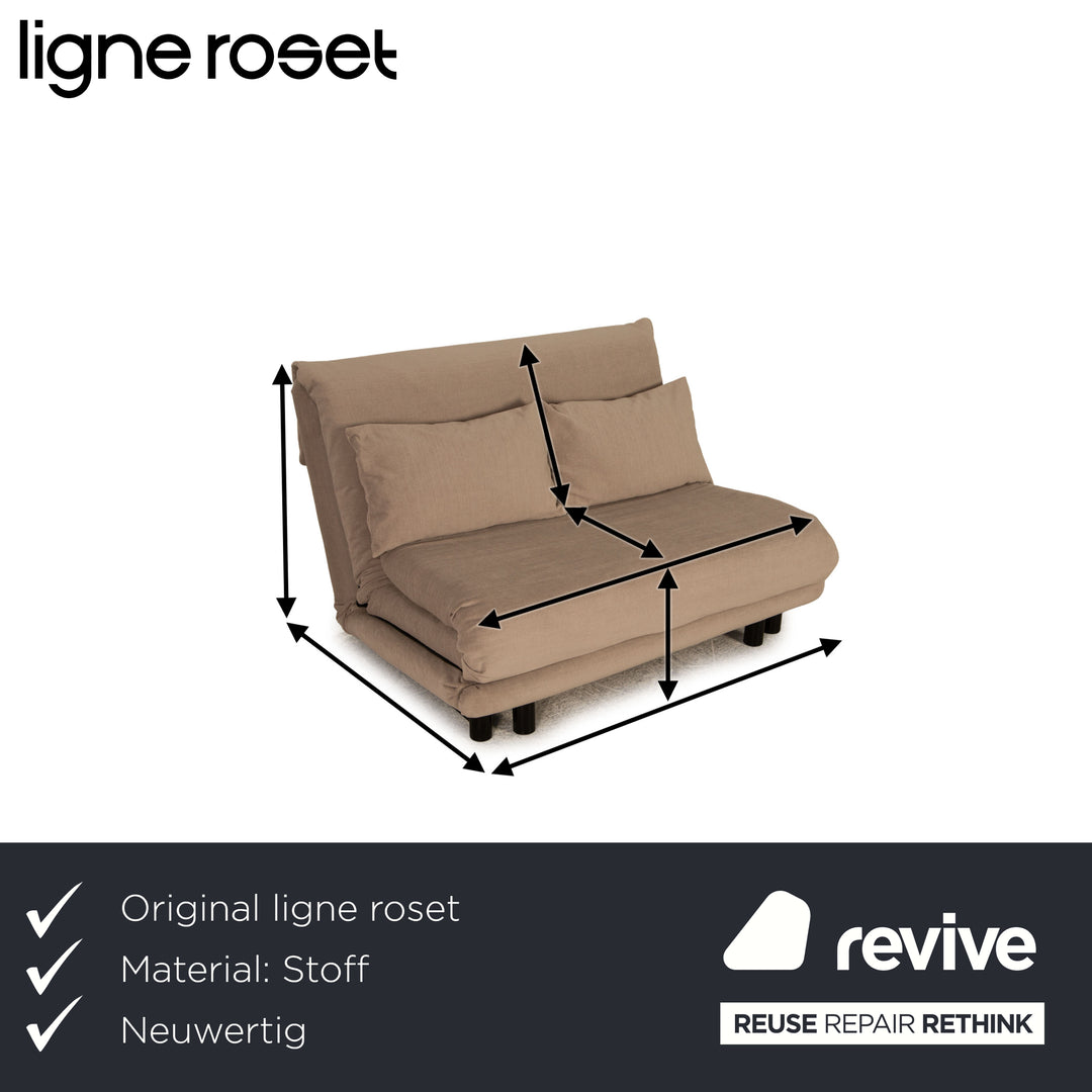Ligne Roset Multy Fabric Two Seater Gray Beige Malou 174 Reupholstered