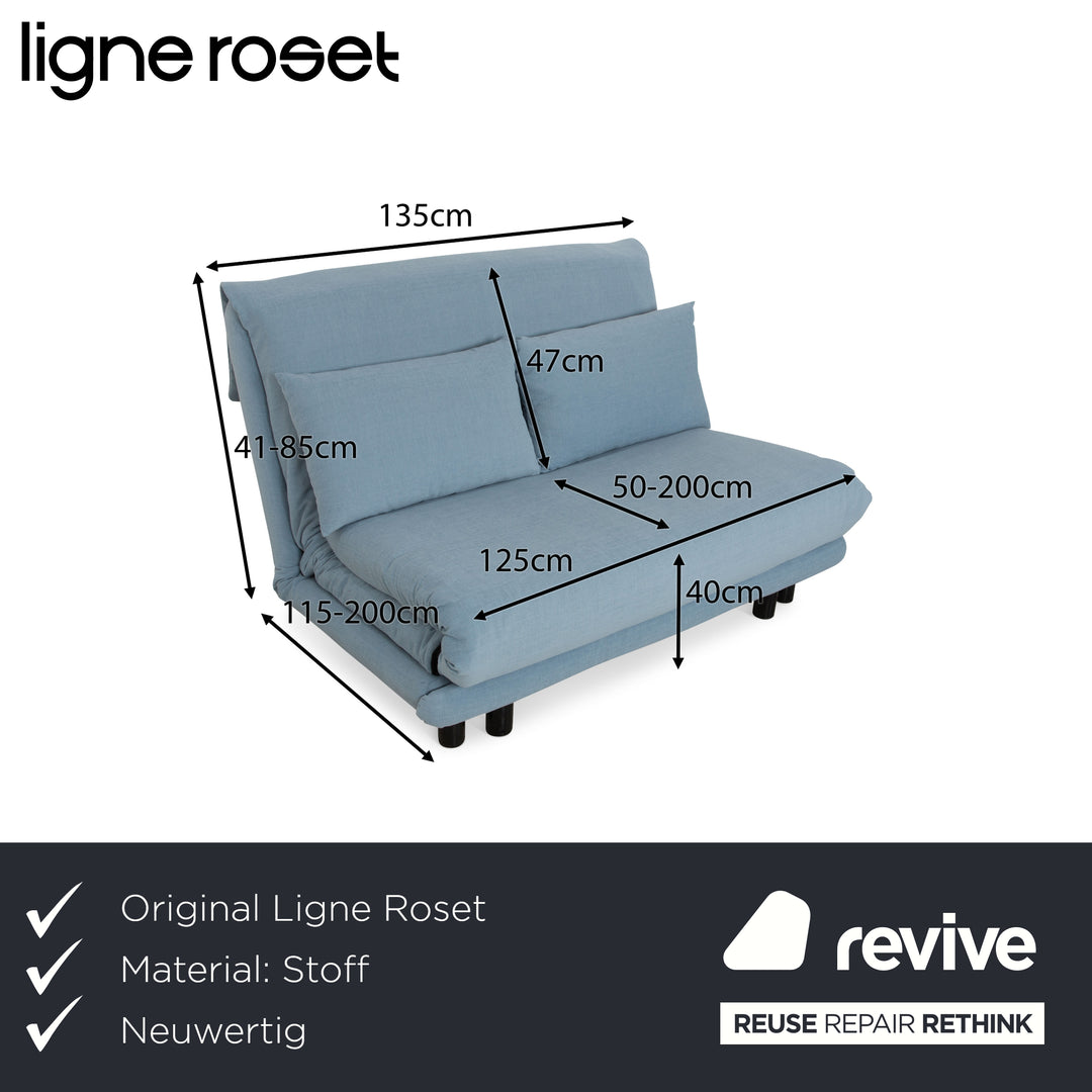 Ligne Roset Multy Fabric Two Seater Grey Blue Manual Function Sofa Couch Sofa Bed